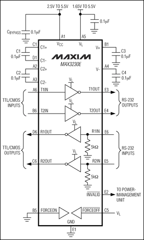 MAX3230E,MAX3231E:典型工作電路