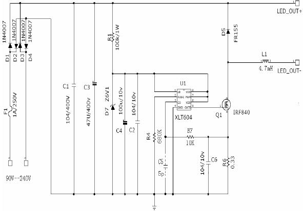 XLT604在交直流輸入中的降壓驅動電路 