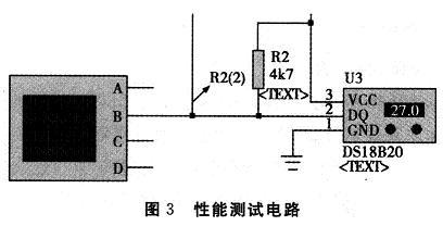 對(duì)溫度傳感器進(jìn)行示波器顯示的接口電路和顯示結(jié)果