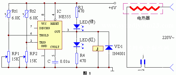 用NE555制作的恒溫控制器