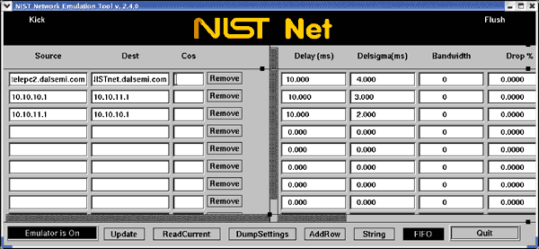 圖8. 模擬器打開后的NISTnet的GUI界面