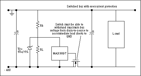 Figure 7. This solid-state fuse protects a negative DC-power bus.