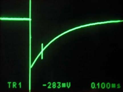 Figure 4. Pulse output; horizontal scale = 100μS/div, vertical scale = 1V/div, supply voltage = 4.5V, pulse width (30%) = 100μS.