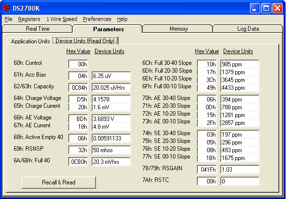 Figure 2. Device units sub-tab of parameters tab.