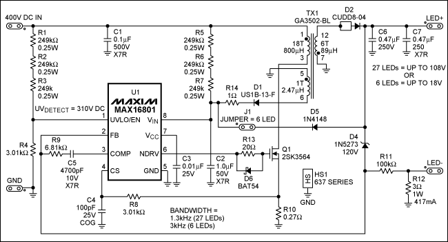 Figure 2. Schematic of the LED driver reference design.