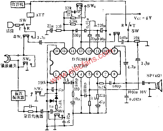 D7628HP/D7738P單片錄音、放音機(jī)電路的應(yīng)用  www.xsypw.cn