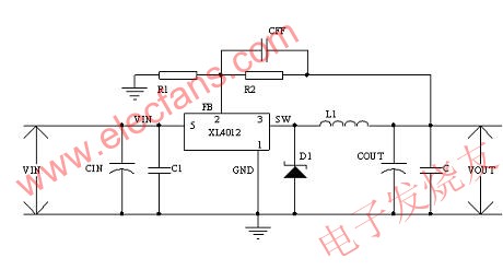 XL4005/4012實(shí)現(xiàn)BUCK功能示意圖 www.xsypw.cn