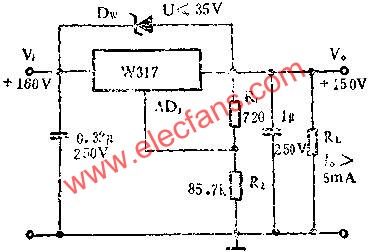 用W317提高輸出電壓應用線路圖  www.xsypw.cn