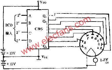 C305用兩組電源驅動20V熒光數碼管線路圖  www.xsypw.cn