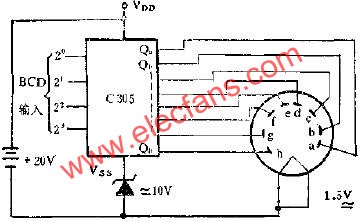 C305用一組電源驅動20V熒光數碼管線路圖  www.xsypw.cn