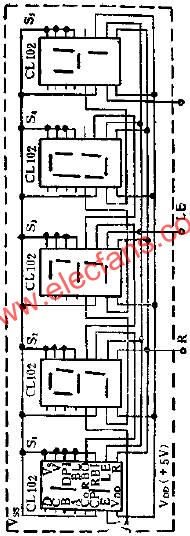 CL102進制計數顯示器組成的五位數碼顯示器線圖  www.xsypw.cn