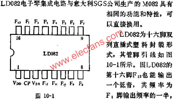 LD082組成電子鋼琴的管腳引線電路圖  www.xsypw.cn