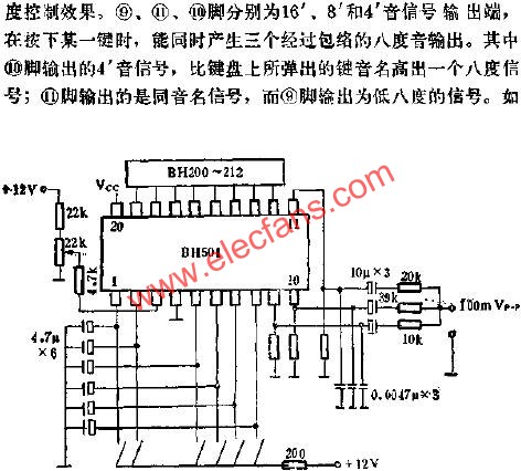 BH501鋼琴包絡門電路的應用電路圖  www.xsypw.cn