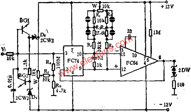 FC74與FC54運放組成的電壓跟隨器電路圖  www.xsypw.cn