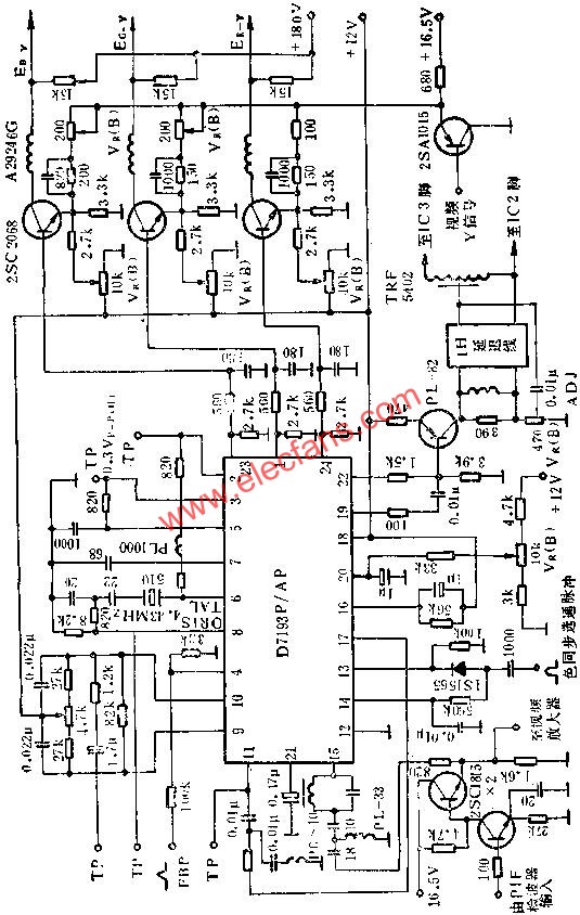 D7193P/AP色信號解碼電路的應用電路圖  www.xsypw.cn