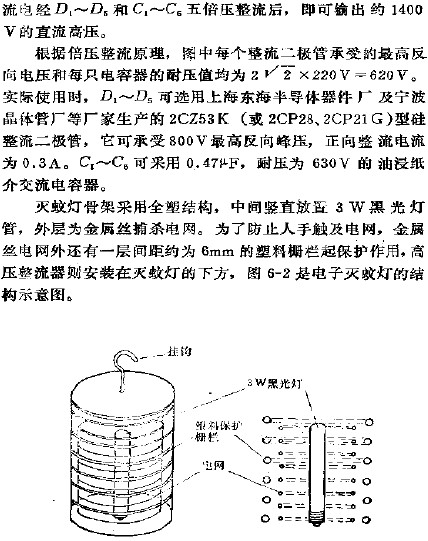 電子滅蚊燈結構示意圖