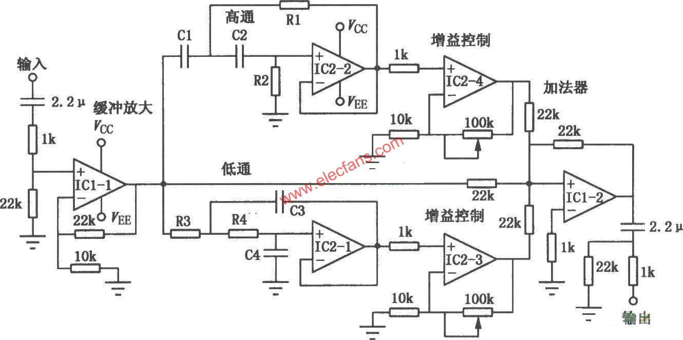 運放型BBE處理器電路圖  www.xsypw.cn