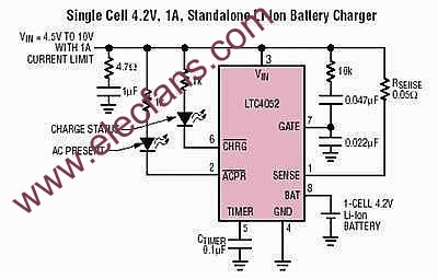 帶過流保護功能的LTC4052脈沖充電器 www.xsypw.cn