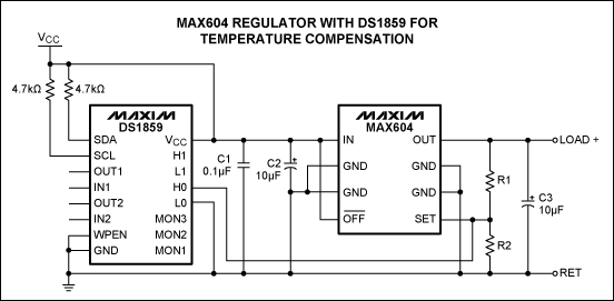 圖2. MAX604溫度補償電路