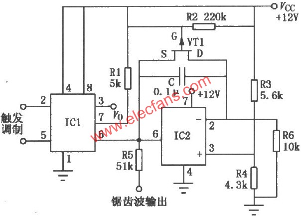 LM555組成的寬動(dòng)態(tài)脈寬調(diào)制器  www.xsypw.cn