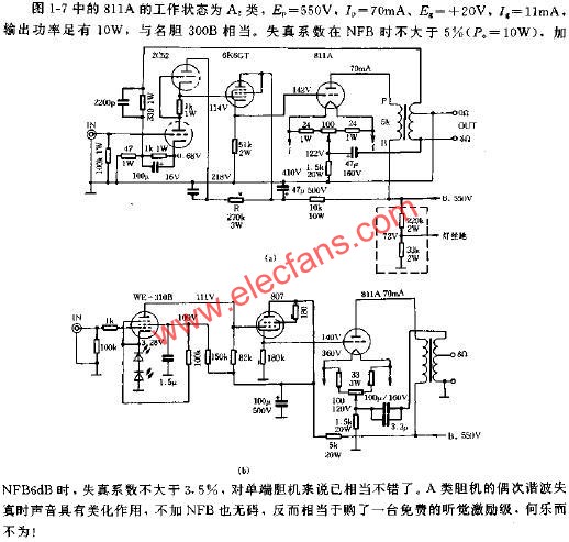 用811A電子管制作10W末級功放電路原理圖