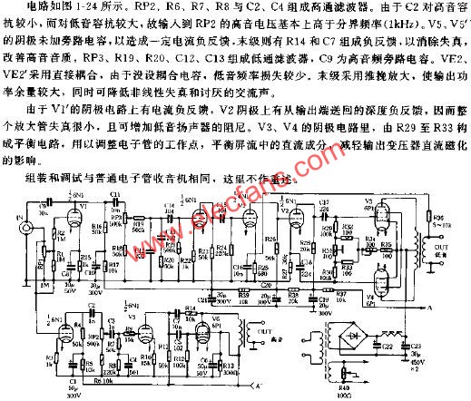 寬頻帶電子管擴音機電路原理圖  www.xsypw.cn