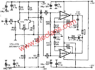 集成電路BTL功放電路原理圖
