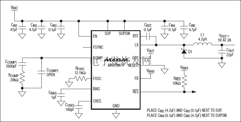 MAX16974 具有集成高邊開關降壓轉換器 www.xsypw.cn