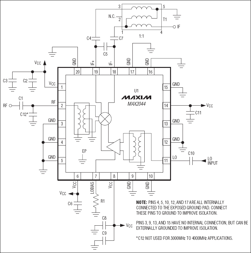 MAX2044：典型應用電路