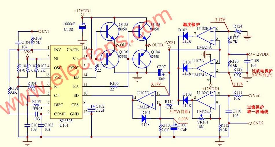 sg3525應(yīng)用電路 文章來源:http://www.xsypw.cn