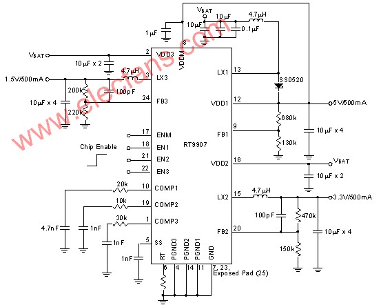 RT9907應(yīng)用電路