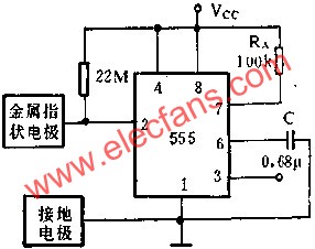 時(shí)基集成電路組成接近開關(guān)電路圖 www.xsypw.cn