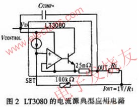 LT3080低功耗集成穩壓電路的電流源典型應用電路 www.xsypw.cn