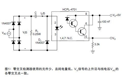 耗電量低且少元件的零交叉檢測器