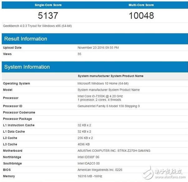 英特爾i3-7350K處理器曝光，跑分吊打任何i5處理器