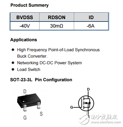 WST4041 P SOT-23-3L -40V -6A