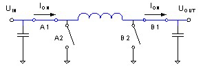 導通階段的降壓轉換器電流流向