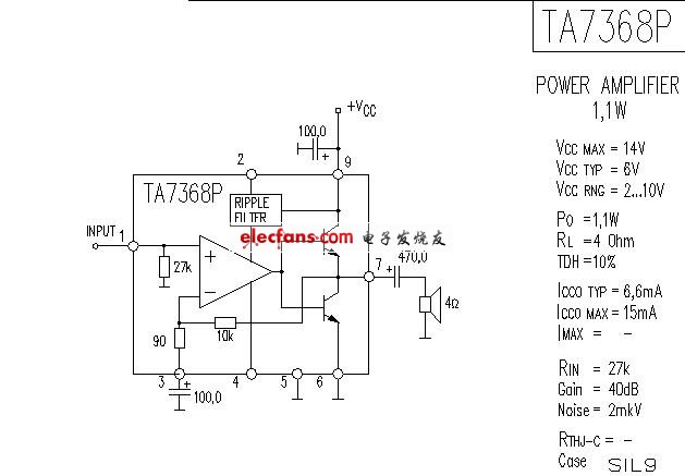 TA7368P小功率功放電路圖