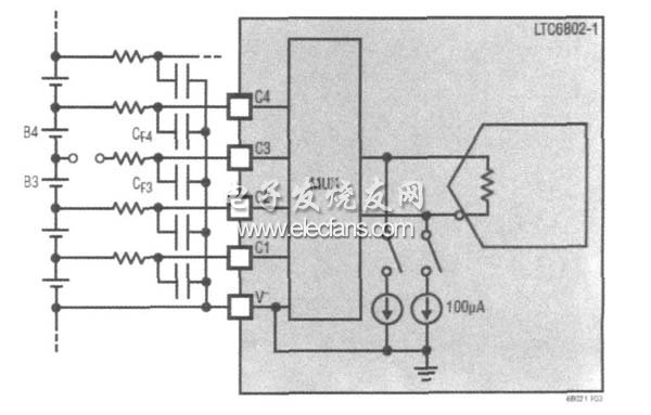 LTC6802帶外部濾波的開路檢測電路