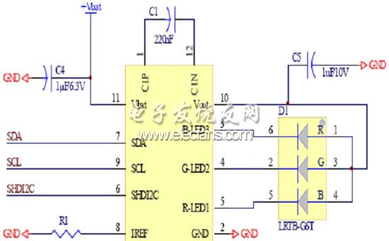 具備I2C控制介面的典型RGB LED驅(qū)動(dòng)晶片應(yīng)用