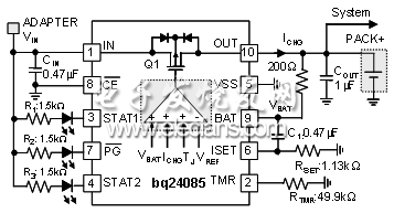 　圖 5：bq24085 的典型應用電路