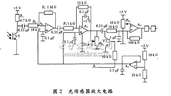 基于運算放大器設計的三級級聯光傳感器放大電路