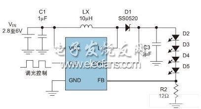 Step-UP DC/DC 開關電源實現LED驅動的典型應用線路