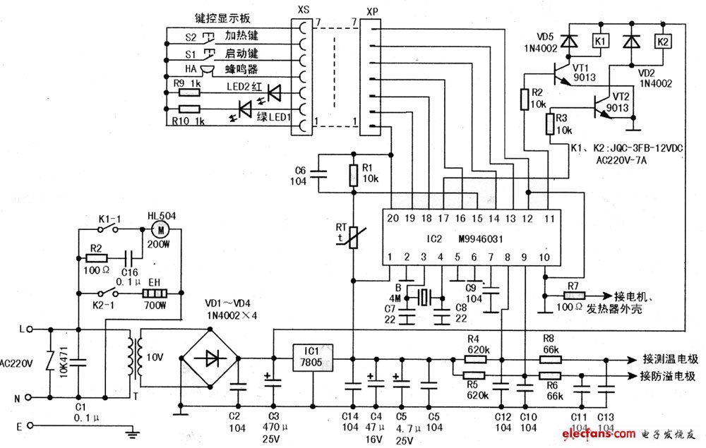 美的豆?jié){機(jī)電路原理圖(DG13-DSA型)