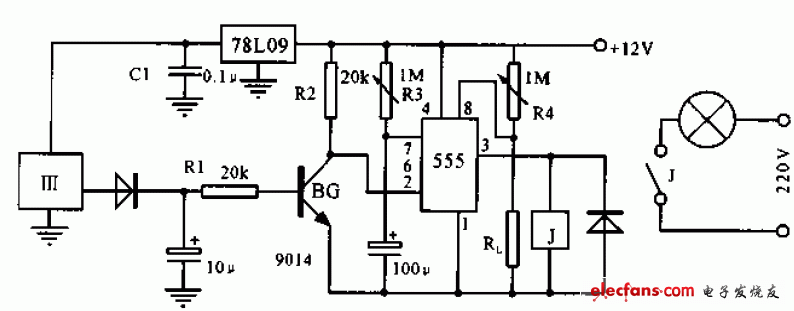 555構成的自動燈電路圖