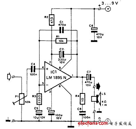 LM1895N構成的迷你放大器原理圖