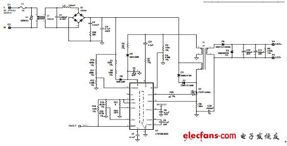 可用于高功率LED 吸頂燈的反激式隔離型恒流電源