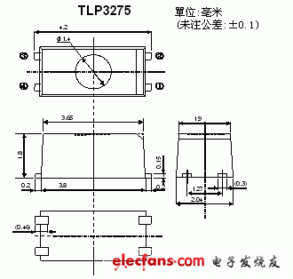 小型光繼電器輪廓說(shuō)明圖: TLP3275.