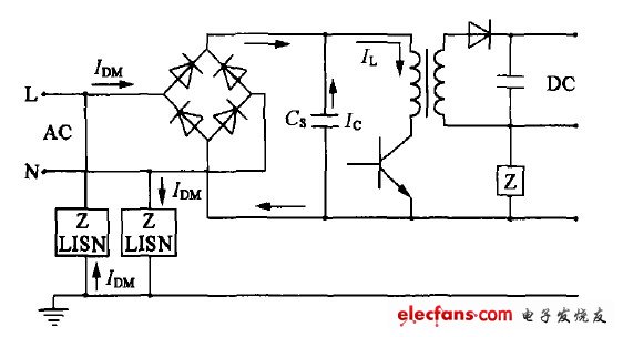 圖3差模輸入傳導噪聲電原理圖