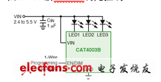 CAT4003B線性背光驅(qū)動器應(yīng)用電路